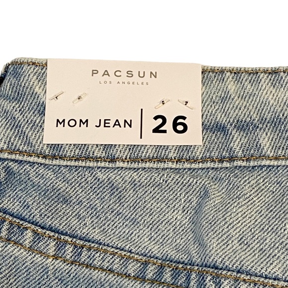PACSUN New Distressed Mom Jeans High Rise Light Blue Wash Ripped Size 26 - Picture 9 of 16